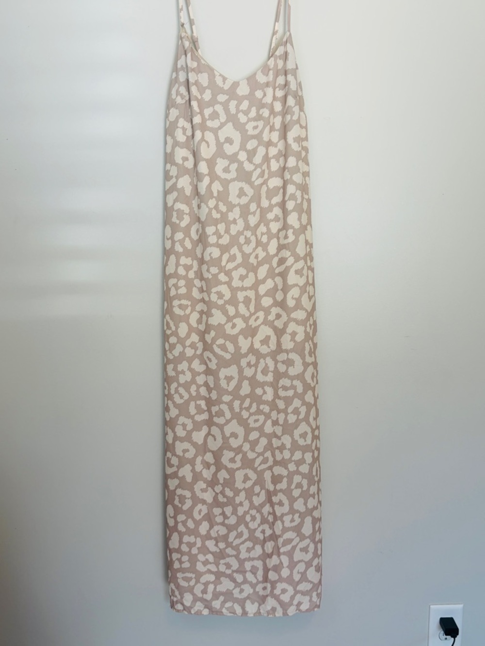 Pink Lily Beige & White Leopard Slip Maxi Dress
